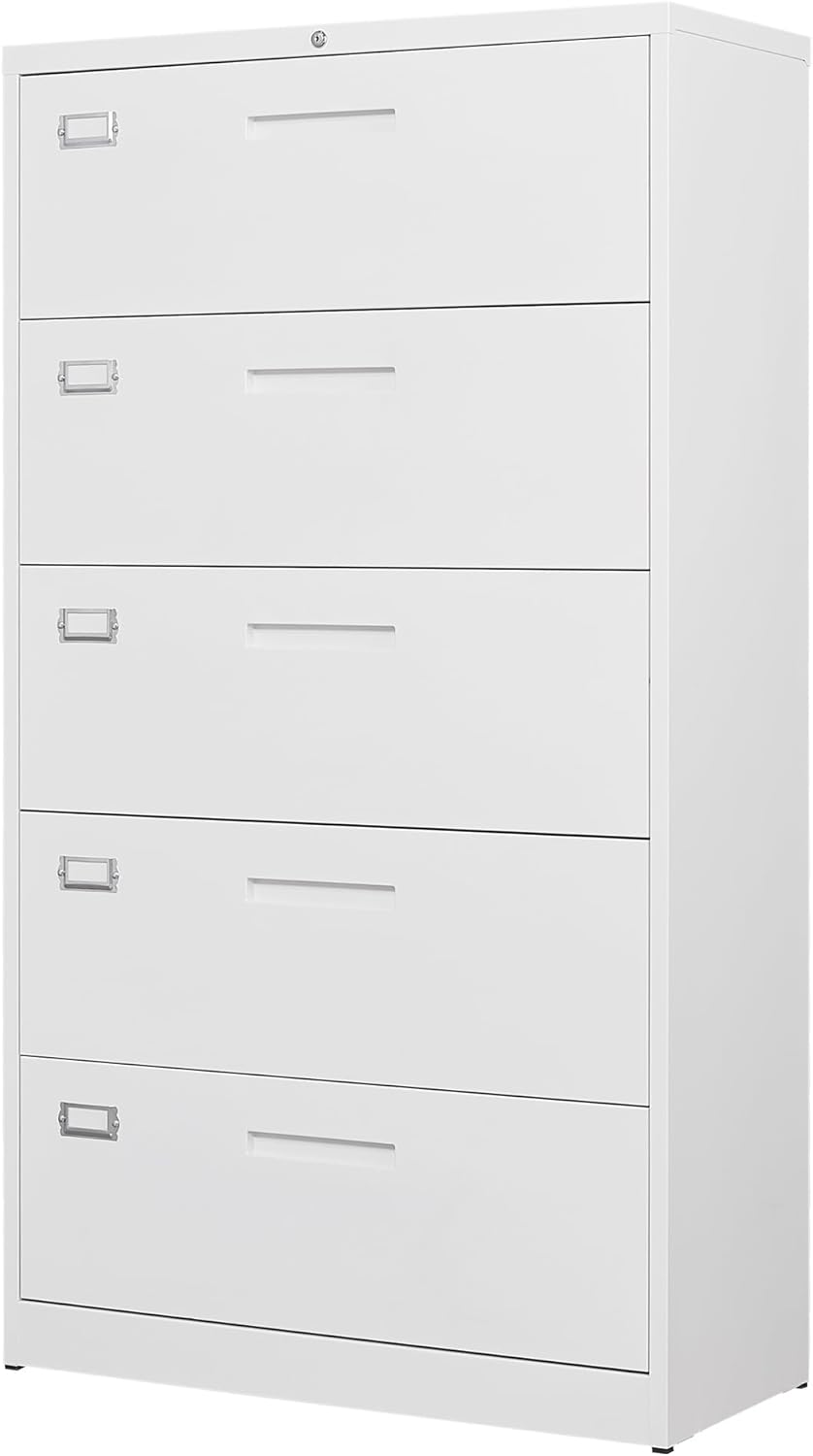 Letaya 2 Drawer Metal Filing Organization Office Cabinets with Lock,Lateral File Cabinets for Home Office Hanging Files Letter/Legal/F4/A4 Size (2 Drawer-White)