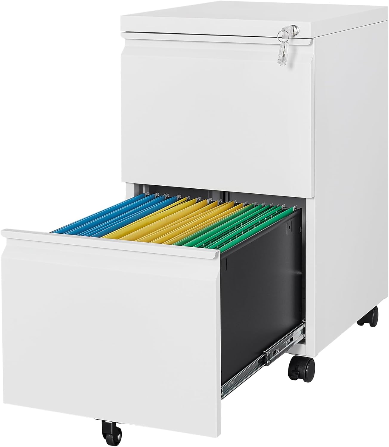 Letaya 3 Drawer Mobile File Cabinet with Lock,Under Desk Metal Filing Cabinets for Home Office Organizer Letters/Legal/A4((Fully Assembled-Black)