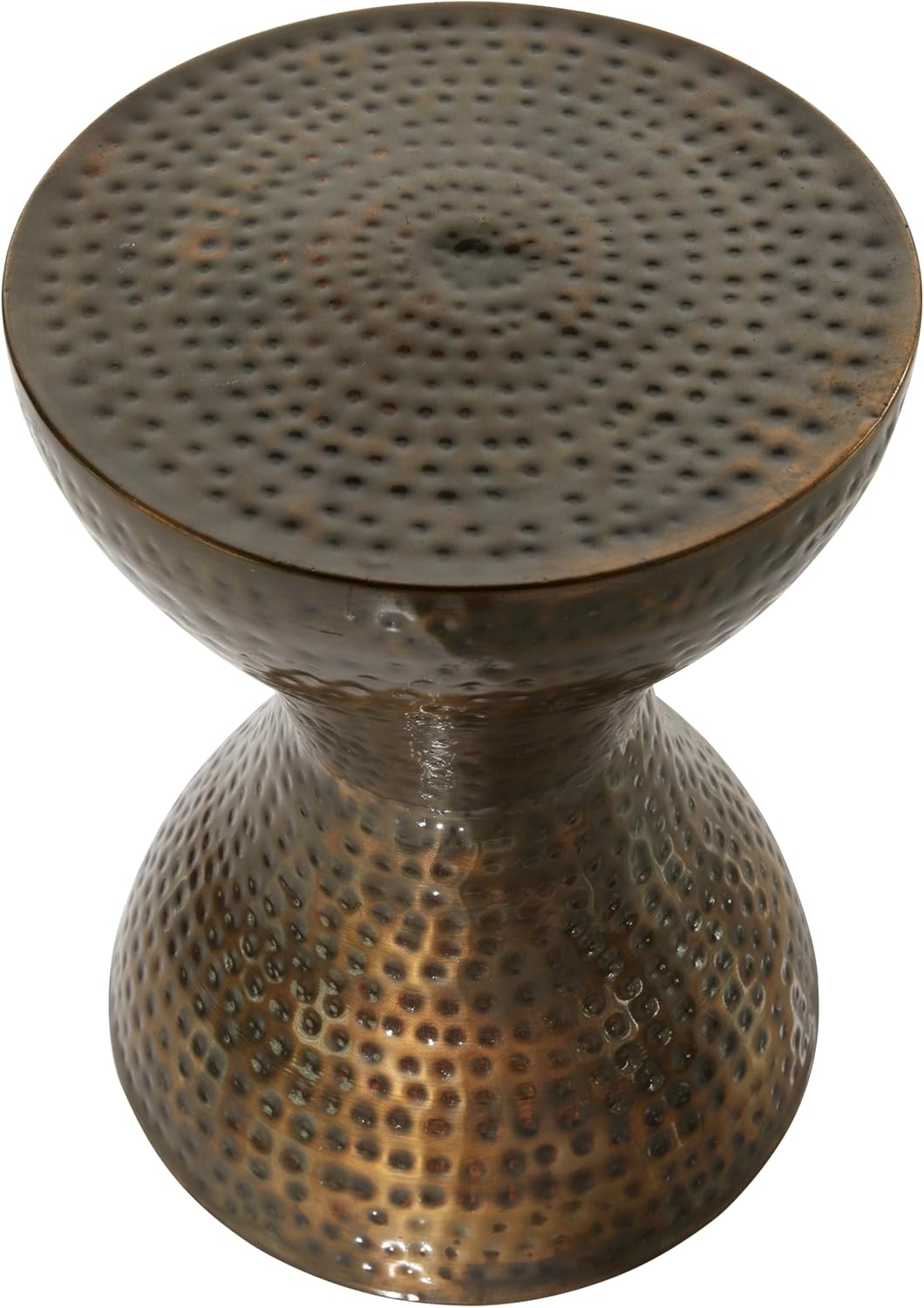 Deco 79 Metal Handmade Side End Accent Table Hammered Hourglass, Side Table 14" x 14" x 19", Bronze