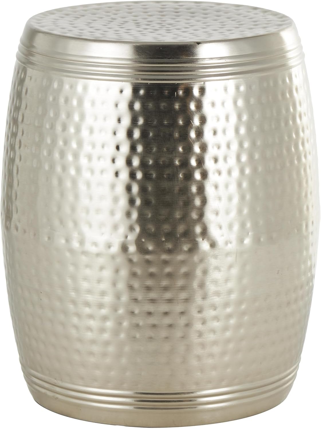 Deco 79 Metal Side End Accent Table Hammered End Table with Hourglass Shape, Side Table 14" x 14" x 18", Silver