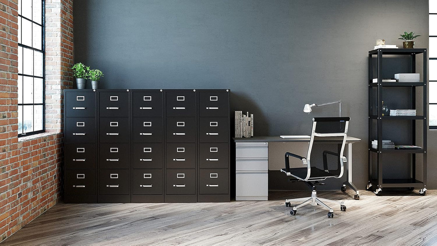 Commercial 4 Drawer Letter Width Vertical File Cabinet, 22" Deep - Putty