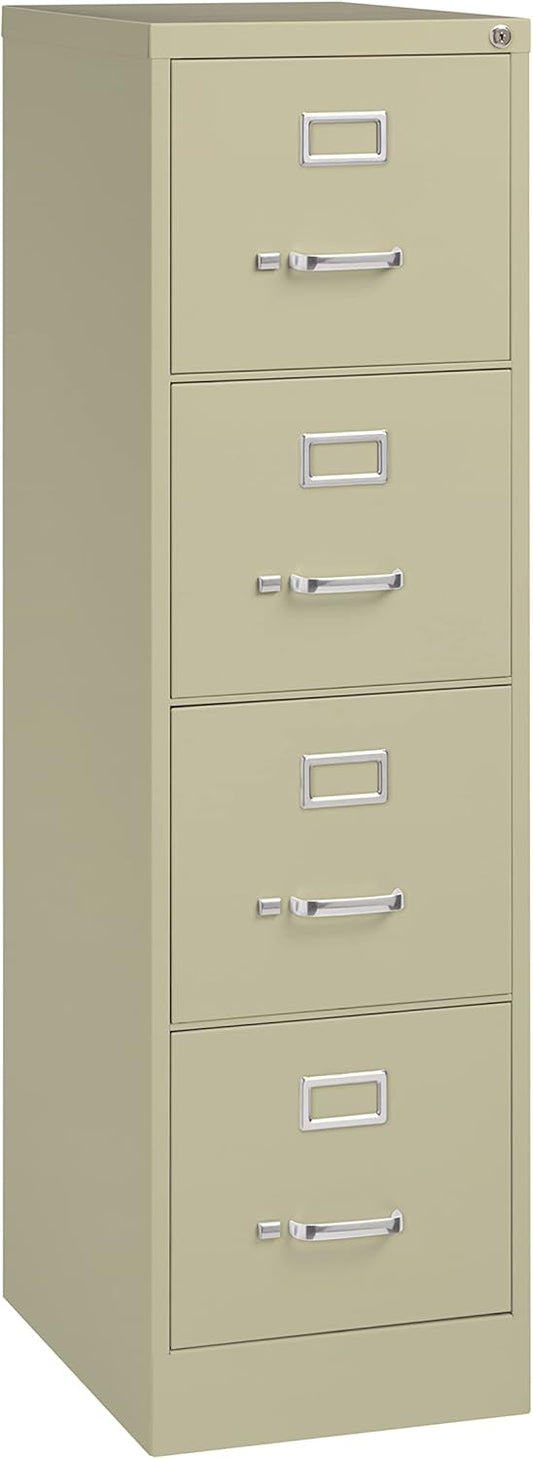 Commercial 4 Drawer Letter Width Vertical File Cabinet, 22" Deep - Putty