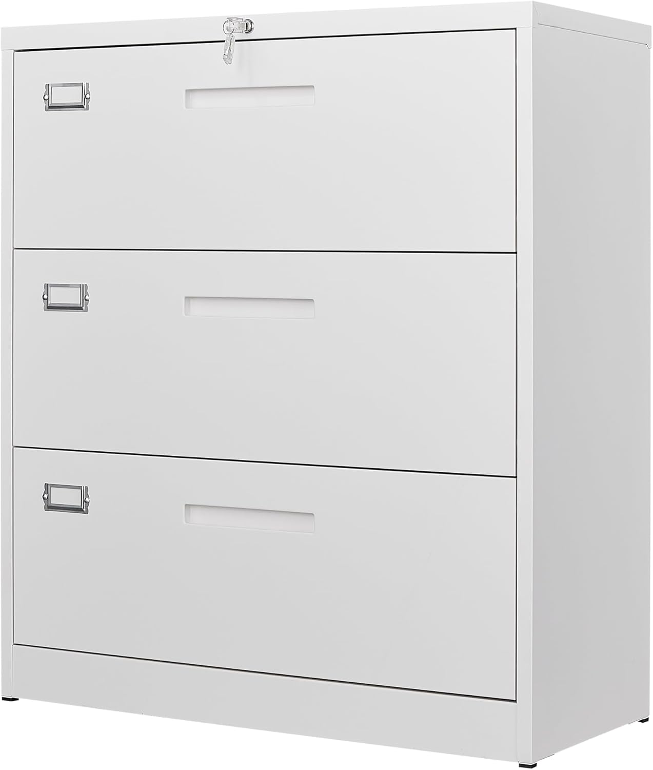 Letaya Lateral 3 Drawer File Cabinets with Lock, Metal Filing Storage Vertical Cabinets,Home Office Furniture for Organization Hanging Letter/Legal/F4/A4(Black)