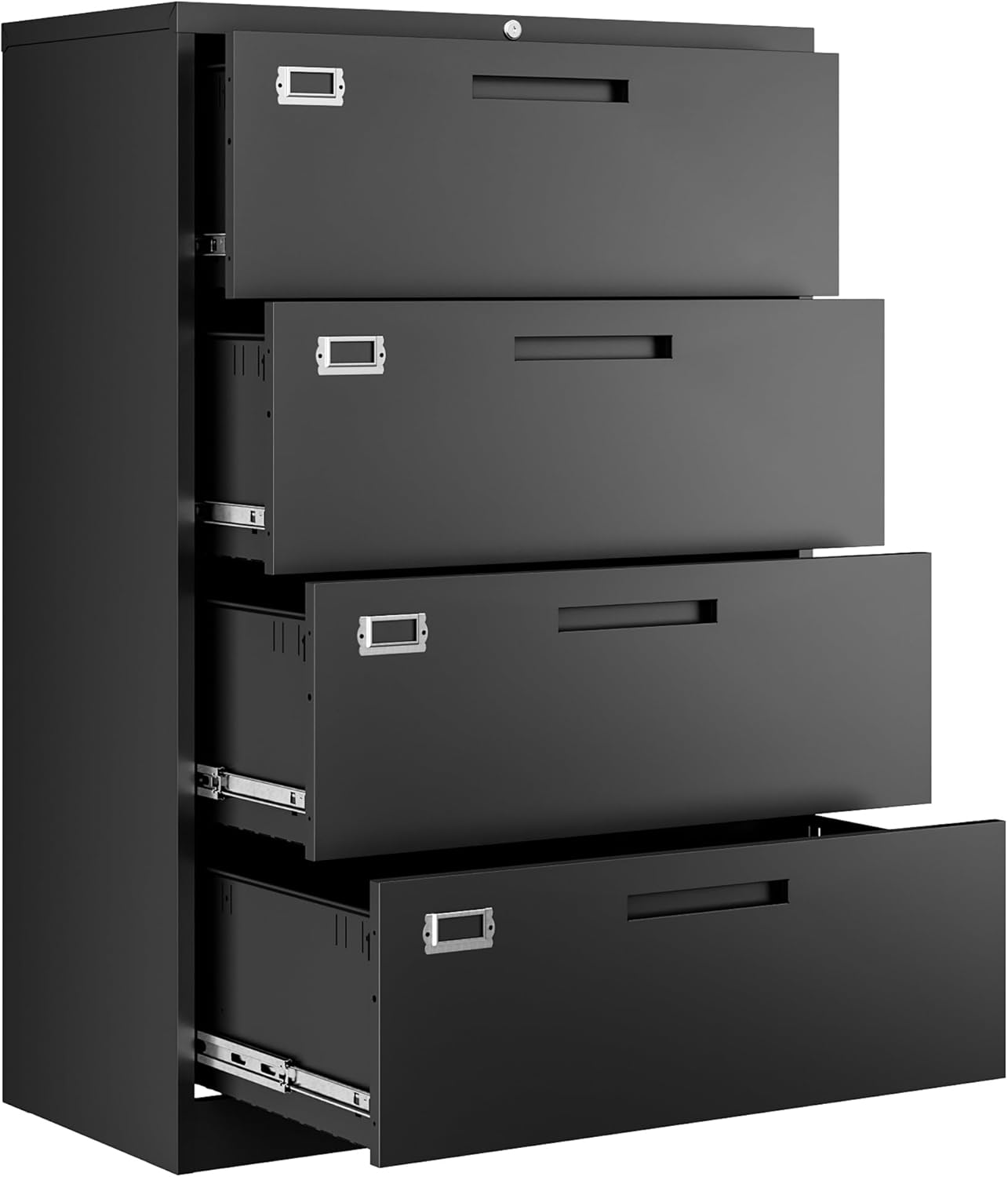 Letaya Lateral 3 Drawer File Cabinets with Lock, Metal Filing Storage Vertical Cabinets,Home Office Furniture for Organization Hanging Letter/Legal/F4/A4(Black)