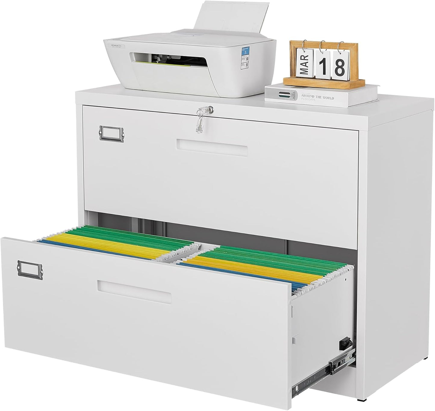 Letaya Lateral 3 Drawer File Cabinets with Lock, Metal Filing Storage Vertical Cabinets,Home Office Furniture for Organization Hanging Letter/Legal/F4/A4(Black)