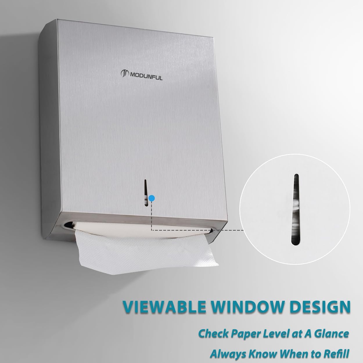 2 Paper Towel Dispenser Wall-Mount - Brushed Stainless Steel Commercial Paper Towel Holder with Lock, Large Capacity 400 Multifold/420 C/Z Fold Towels