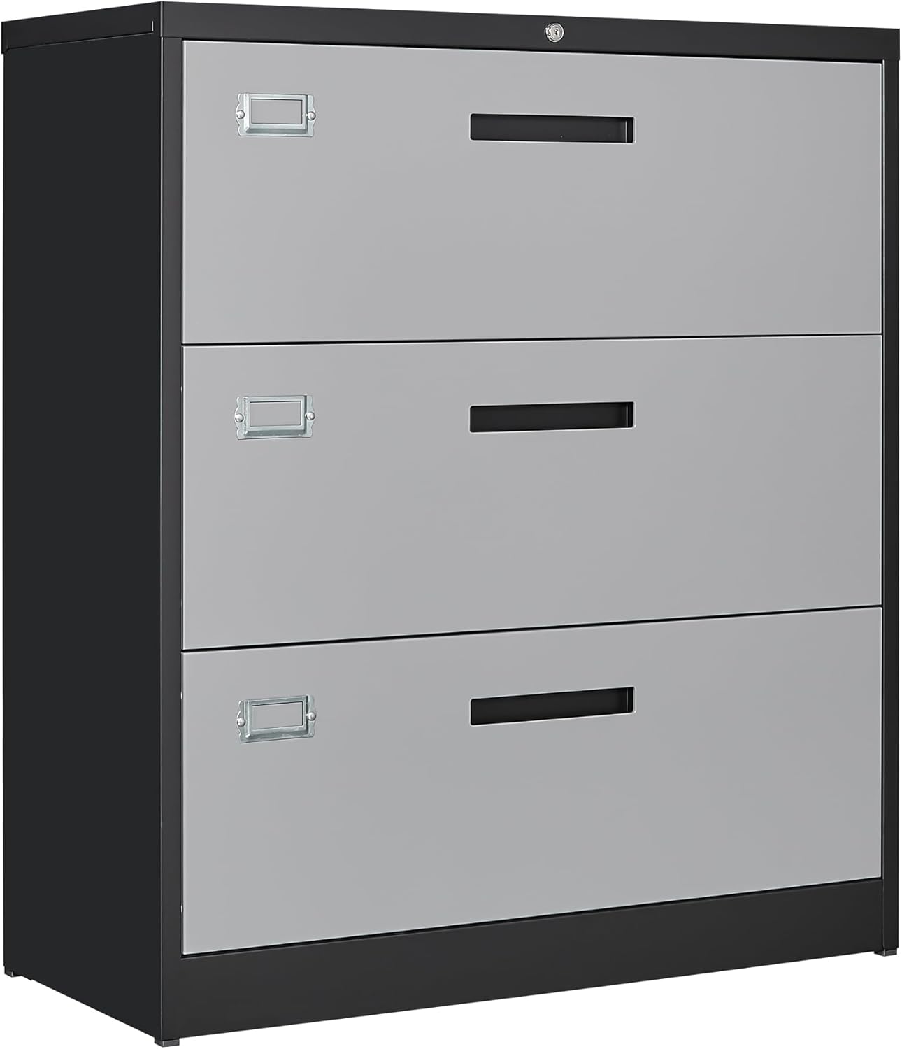 Letaya Lateral 3 Drawer File Cabinets with Lock, Metal Filing Storage Vertical Cabinets,Home Office Furniture for Organization Hanging Letter/Legal/F4/A4(Black)