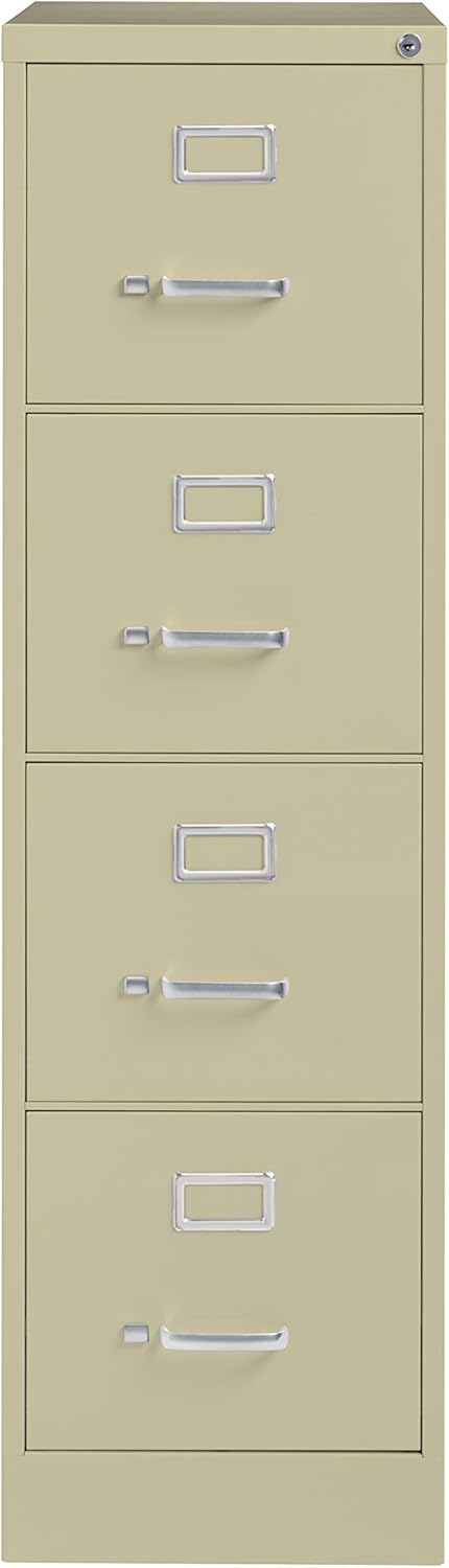 Commercial 4 Drawer Letter Width Vertical File Cabinet, 22" Deep - Putty
