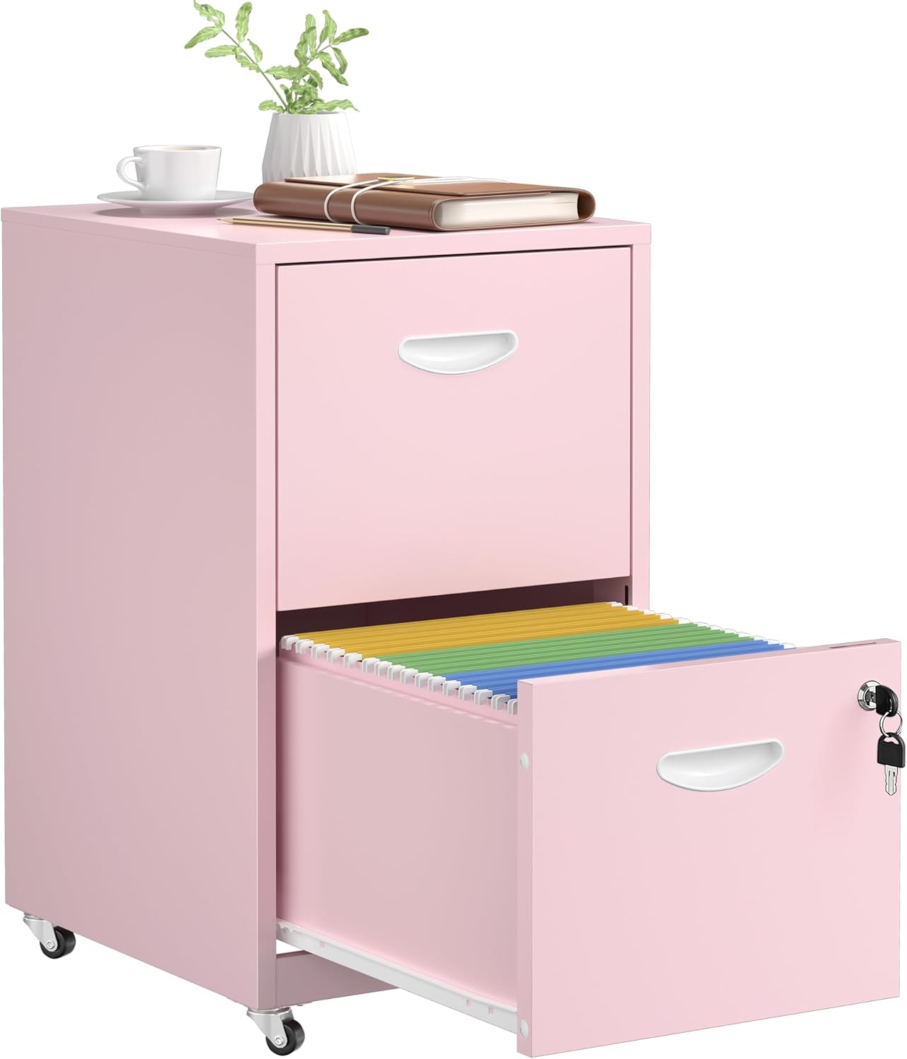 2 Drawer File Cabinets,Metal Office File Cabinet with Lock,Black Filing Cabinets for Home Office,Vertical Modern File Cabinet Office Two Drawers for Hanging Letter,Assembly Required