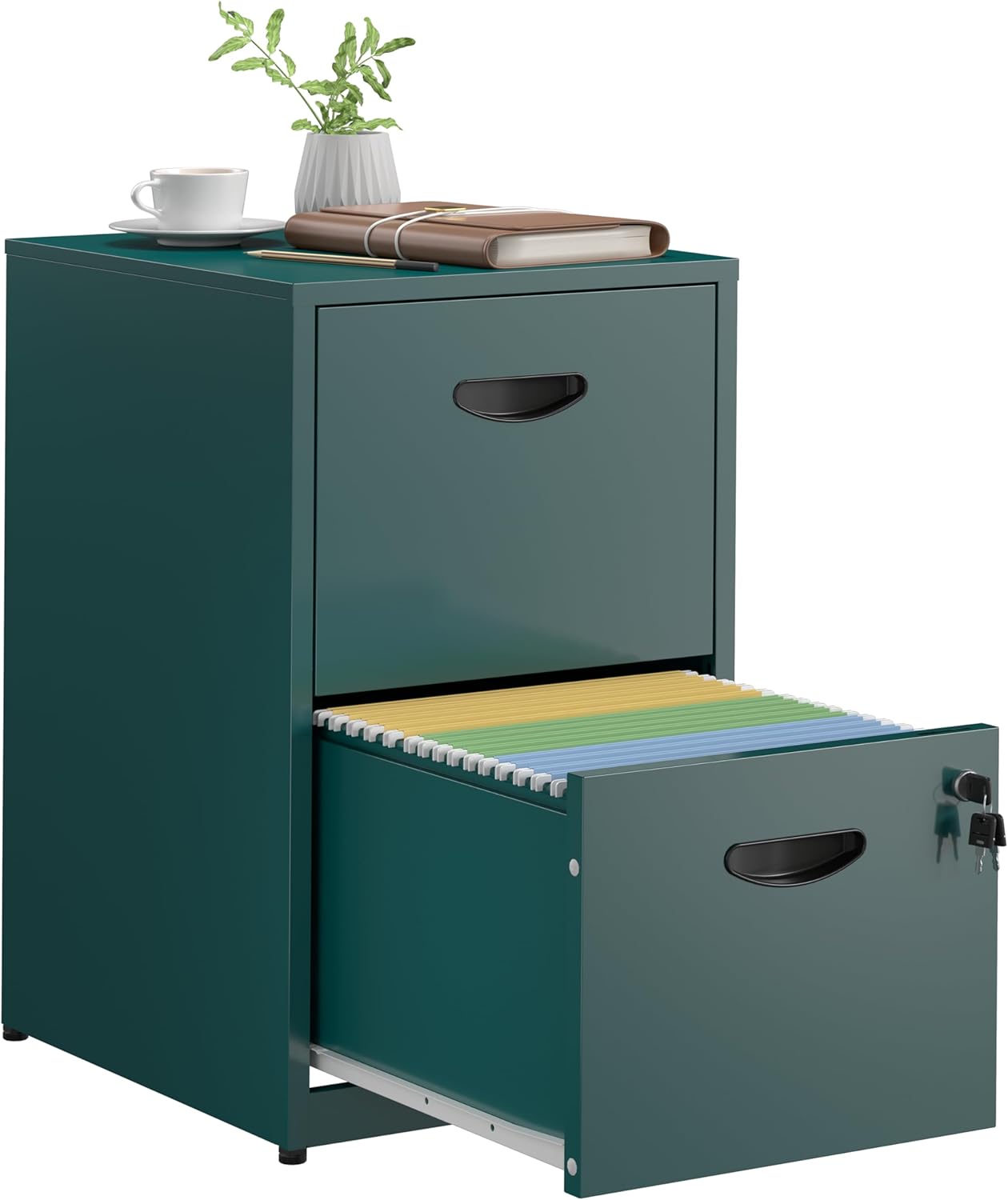 2 Drawer File Cabinets,Metal Office File Cabinet with Lock,Black Filing Cabinets for Home Office,Vertical Modern File Cabinet Office Two Drawers for Hanging Letter,Assembly Required