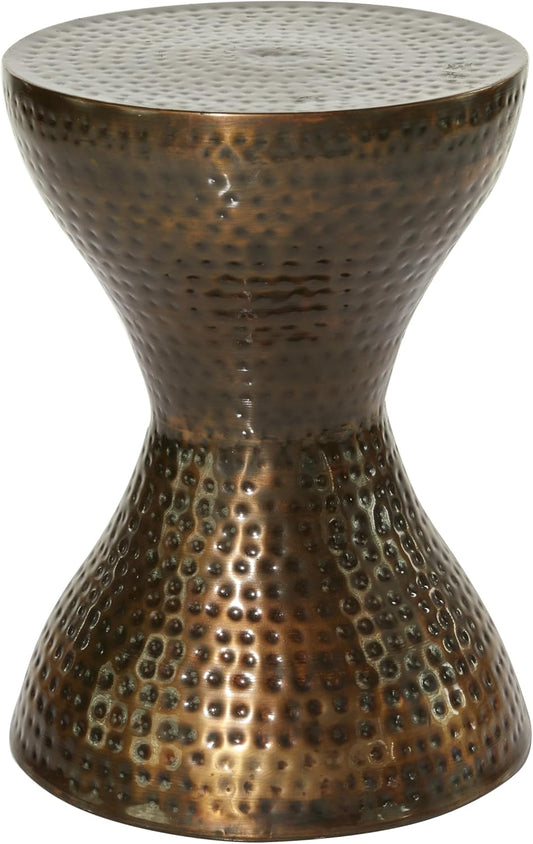 Deco 79 Metal Handmade Side End Accent Table Hammered Hourglass, Side Table 14" x 14" x 19", Bronze