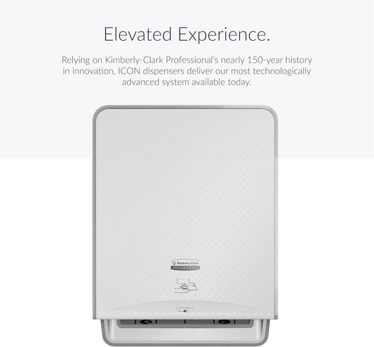 Kimberly-Clark Professional ICON Automatic Hard Roll Paper Towel Dispenser (58710), White Mosaic Faceplate, Wall Mounted, for Commercial Hand Towels (Qty 1)